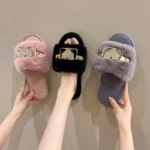 Claquettes Hiver Fourrure Strass 3