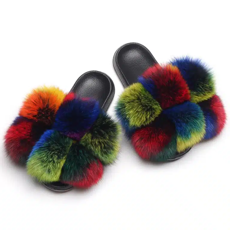Chaussons Pompons Fourrure Femme 17
