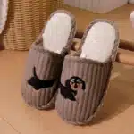 Pantoufles Motif Teckel Noir 7