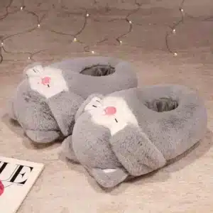 Pantoufles Moelleuses Enveloppantes Chat 2