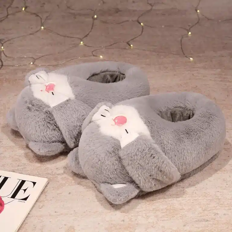Pantoufles Moelleuses Enveloppantes Chat 2