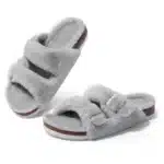 Claquettes Fourrées Double Bride Peluche 2