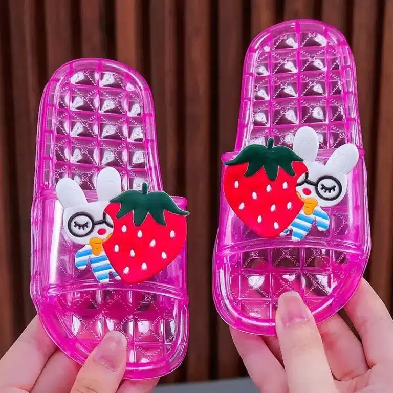 Claquettes Transparentes Lapin Fraise 3
