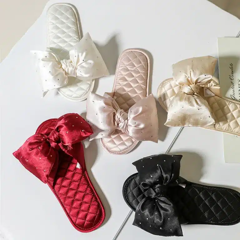 Pantoufles Claquettes Satin Pois Brillants 4