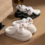 Chaussons Élégants Fourrés Avec Noeud 4