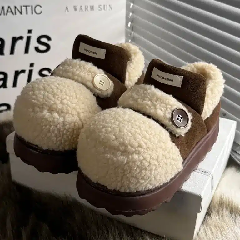 Pantoufles Baskets Sherpa Bouton 3