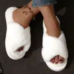 Chaussons Ouverts Fourrés Moelleux Femme 1